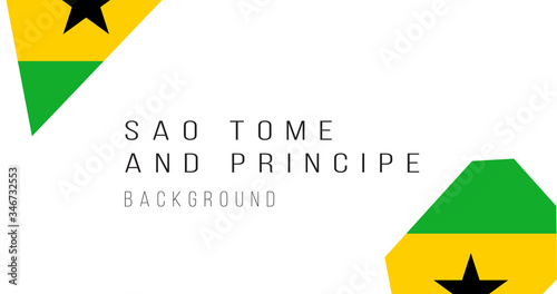 Sao Tome and Principe flag map background. The flag of the country in the form of borders. Stock vector illustration isolated on white background.