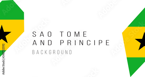 Sao Tome and Principe flag map background. The flag of the country in the form of borders. Stock vector illustration isolated on white background.