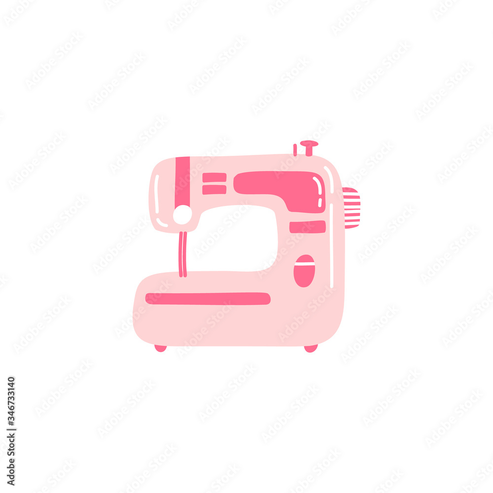 hand drawn sewing machine isolated on white