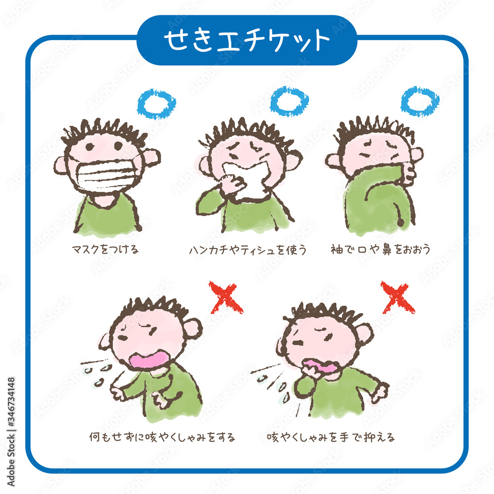 感染症対策 咳エチケットのイラスト 感染症対策 咳エチケットのイラスト