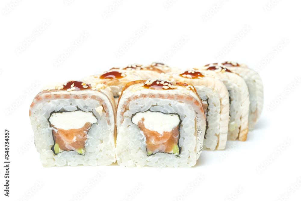 sushi and rolls on a white background food sushi and rolls on a white background food