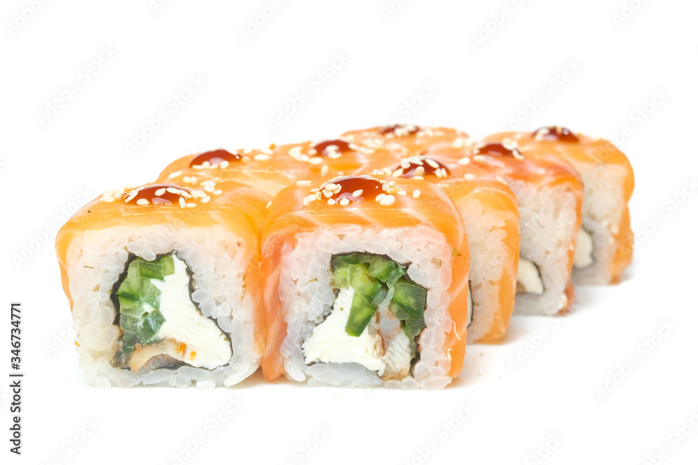 sushi and rolls on a white background food sushi and rolls on a white background food