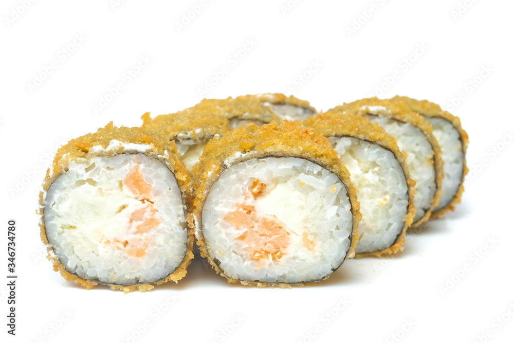 sushi and rolls on a white background food