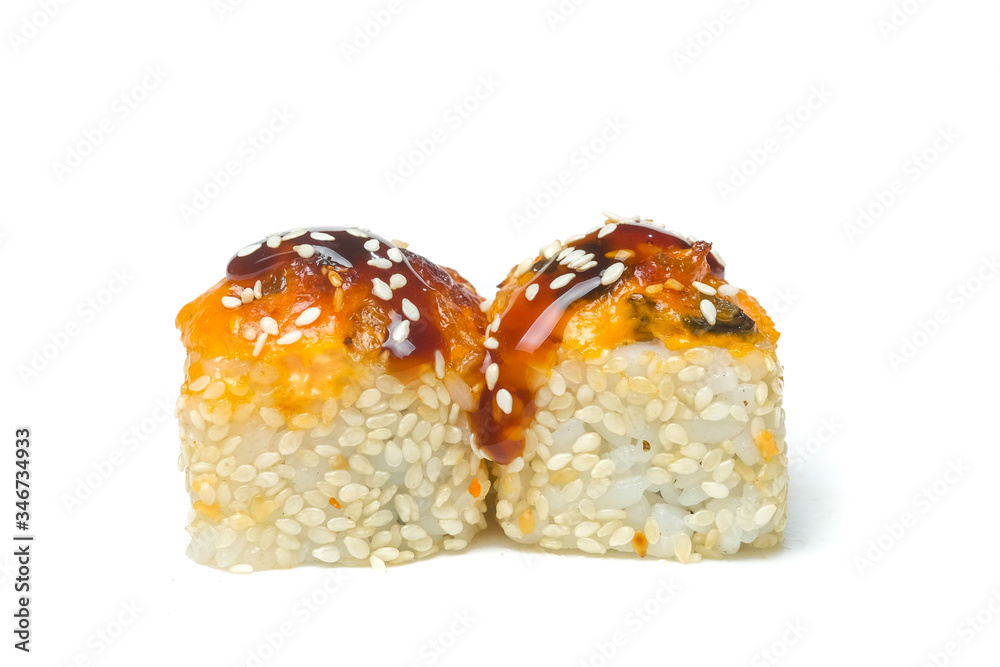 sushi and rolls on a white background food sushi and rolls on a white background food