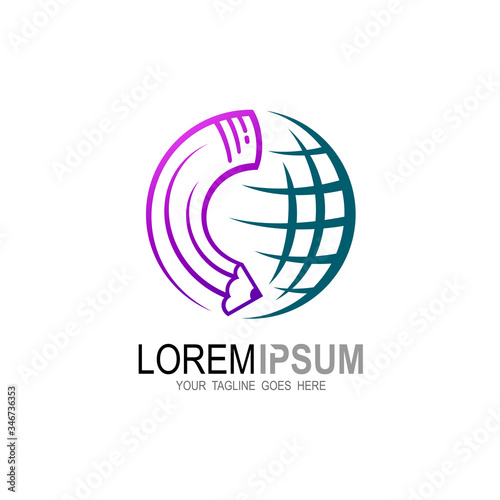 Pencil logo with globe design vector, University icons, 