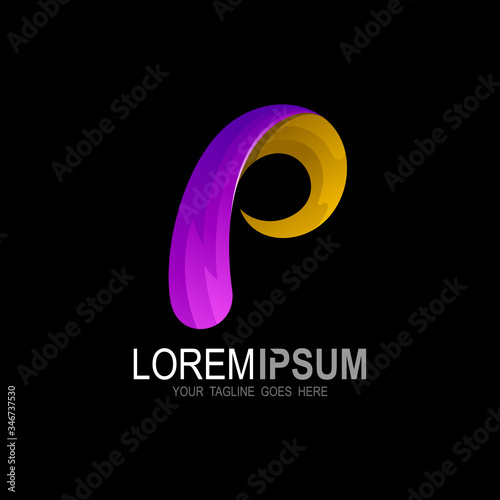 P logo with colorful design template, Letter p icon 3d,  Finance