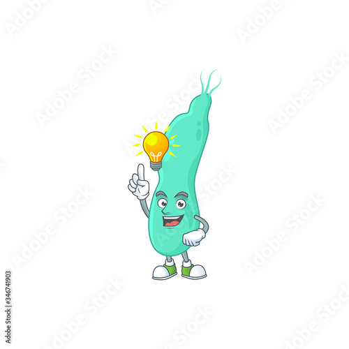 A genius helicobacter pylory mascot character design have an idea