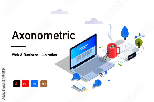 Axonometric Web and Business illustration