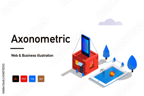Axonometric Web and Business illustration