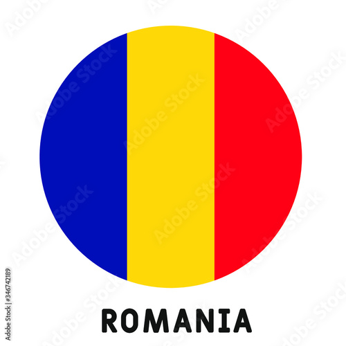 Romania round flag. Vector illustration.