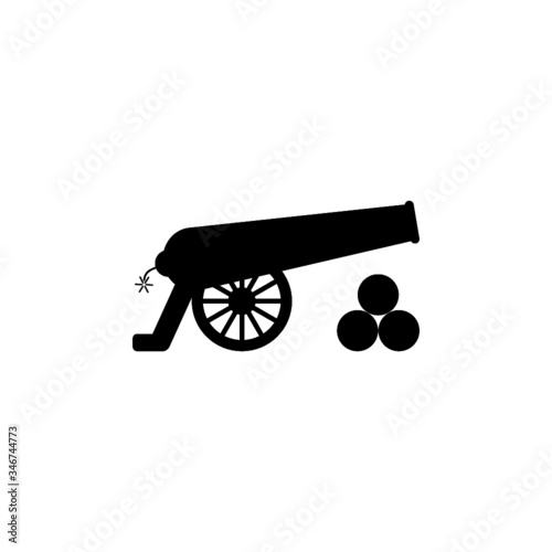 Black Cannon icon isolated on white background