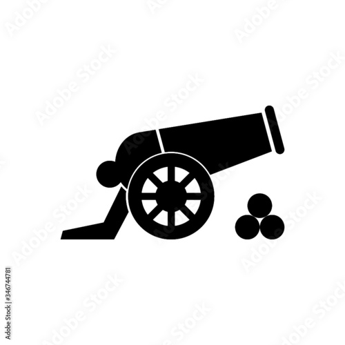 Black Cannon icon isolated on white background