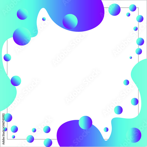 vector colorful gradient geometrical frame with bubles. blue and purple colors. sea frame. gradient colors with 3d effect