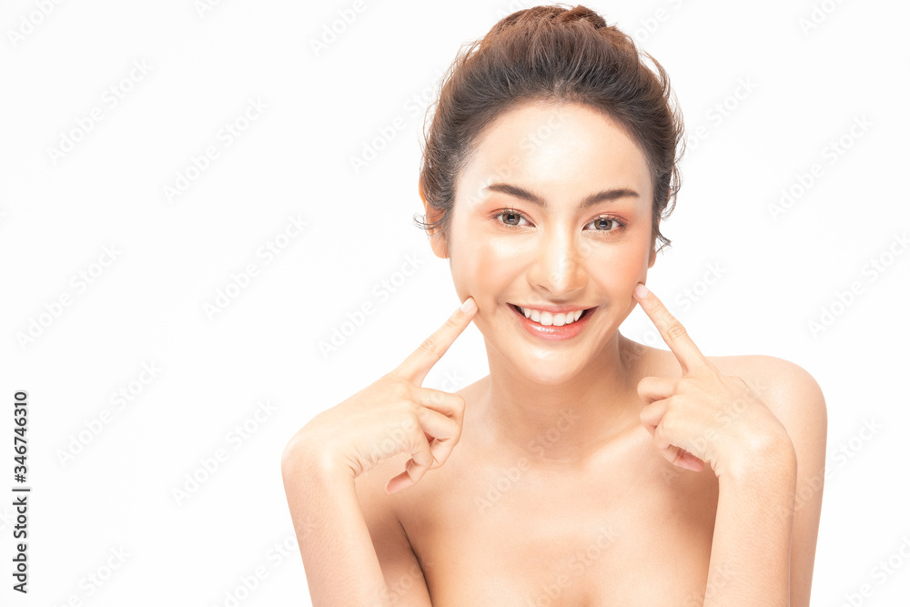 Beauty asian women portrait face with natural skin and skin care healthy hair and skin close up face beauty portrait.Beauty Concept.