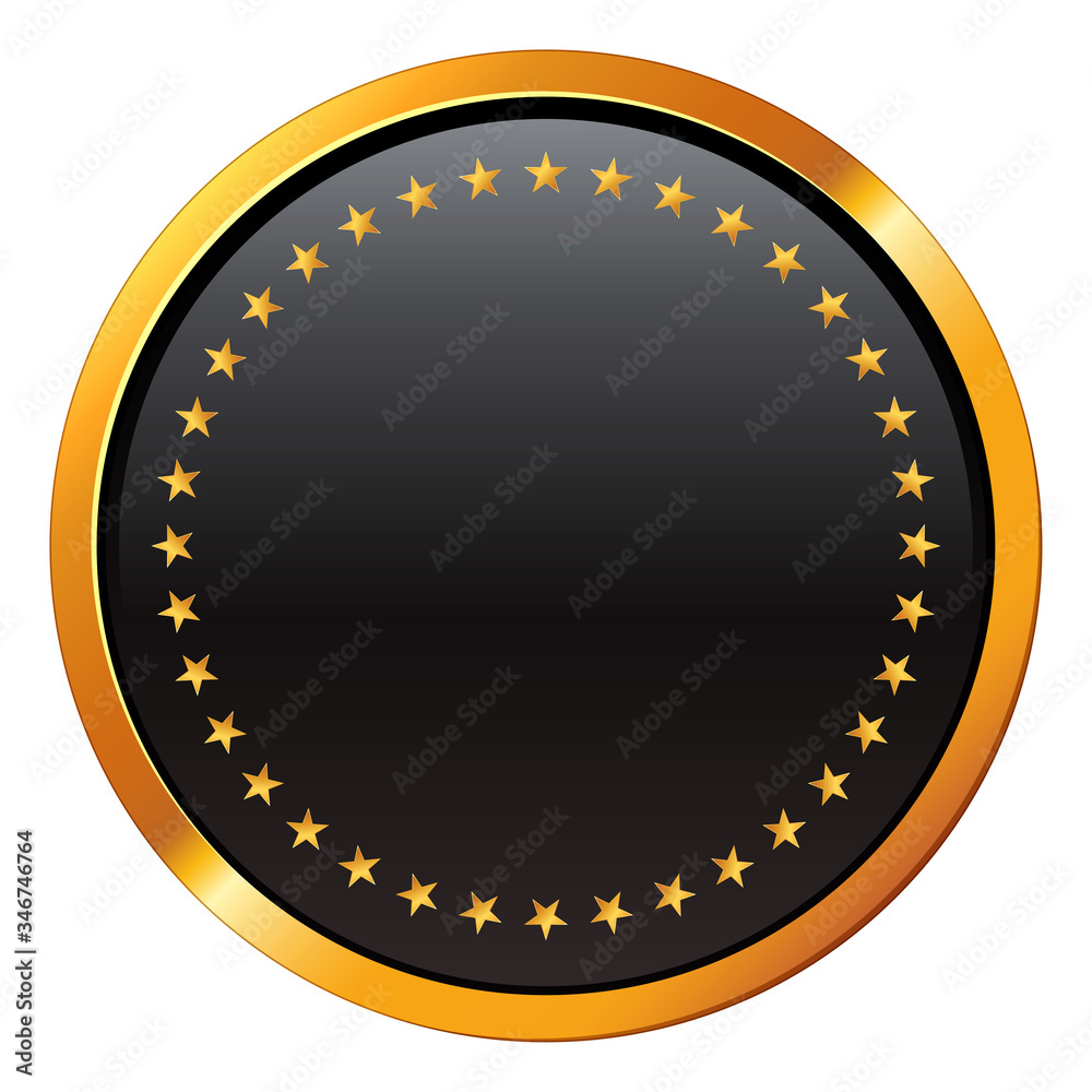 金の縁と星模様の黒いメダル Stock Vector Adobe Stock