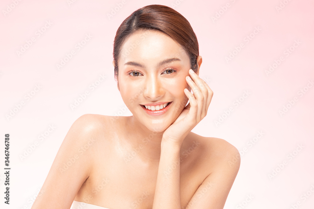 Beauty asian women portrait face with natural skin and skin care healthy hair and skin close up face beauty portrait.Beauty Concept.
