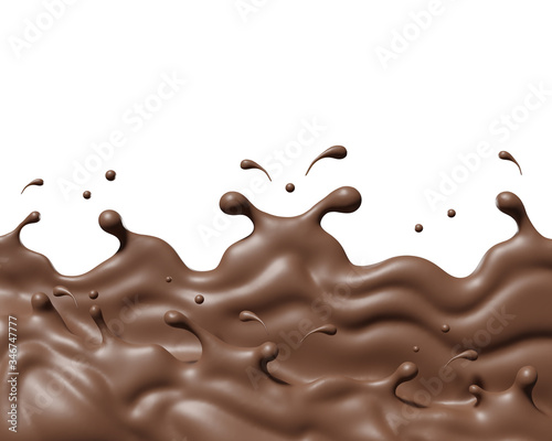 Chocolate andsplash smooth abstract shapes , 3d illustration 3D Rendering