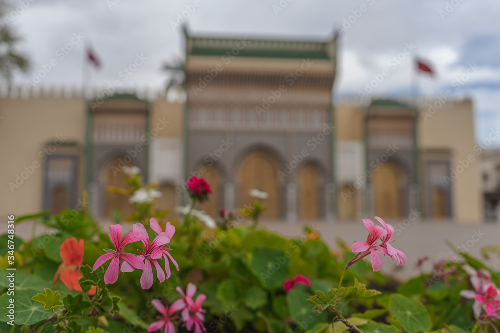 Naklejka premium This is the main entrance of the palace of the king Mohammed 6 in Fez, Morocco.