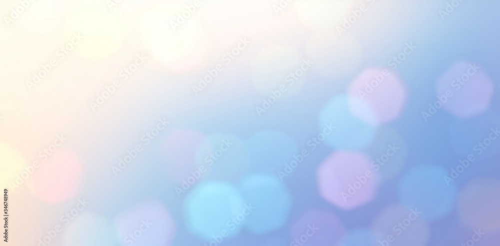 Bokeh blue pink illustration. Holiday blurred background. Delicate festive defocus texture. Lights abstract pattern. 