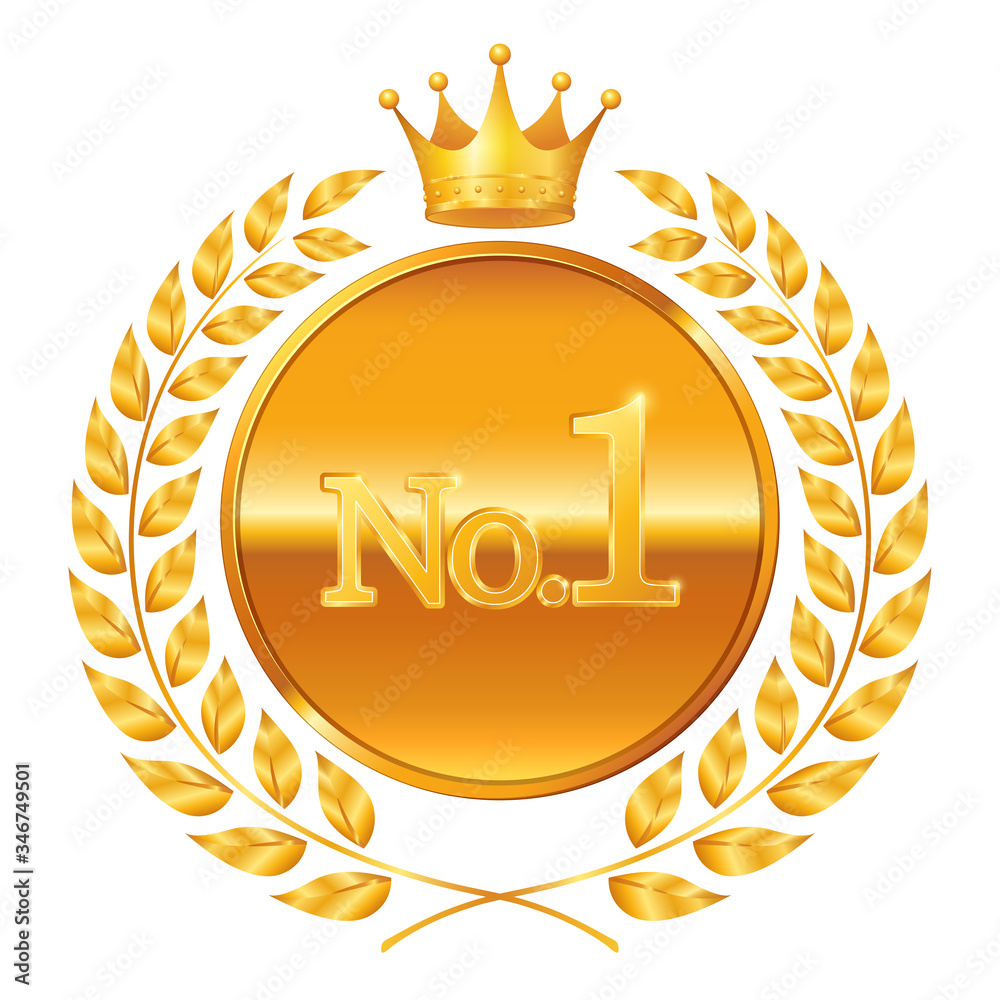 ランキング 月桂樹と王冠飾りのメダルno 1 Stock Vector Adobe Stock