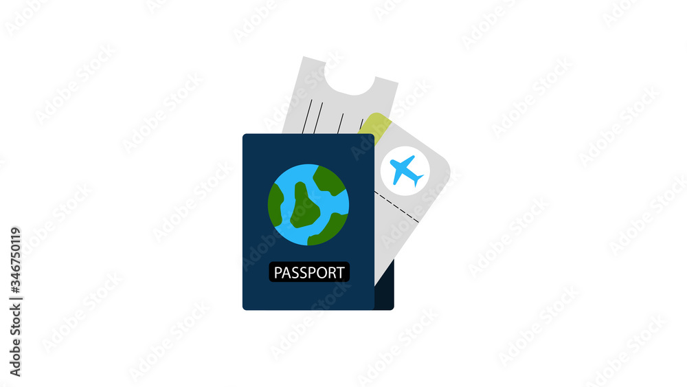 Passport with tickets icon Passport with tickets icon