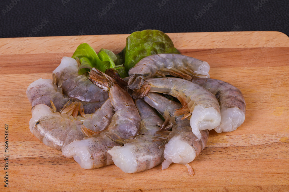 Raw king prawns ready for cooking