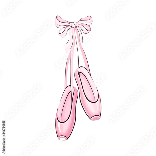 Pink Pointe Shoes with Satin or Silk Ribbon Vector Illustration