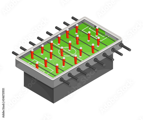 Table for Football or Foosball with Figures as Tabletop Game Vector Illustration