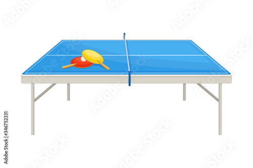 Table for Ping-Pong or Table Tennis as Tabletop Game Side View Vector Illustration