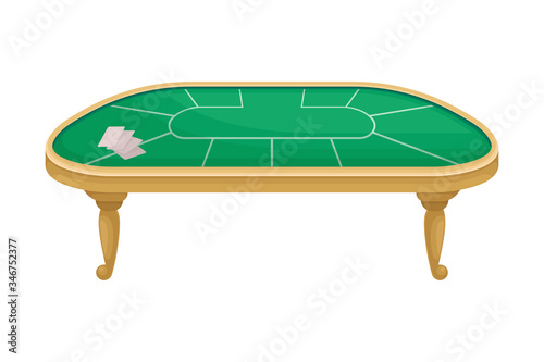 Poker Table or Card Table as Tabletop Game Side View Vector Illustration