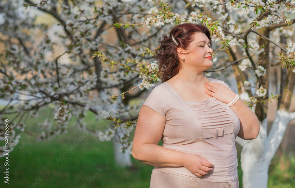 Summer vibes and joyful moments. Plus size woman enjoying a life, modern world and lifestyle Summer vibes and joyful moments. Plus size woman enjoying a life, modern world and lifestyle