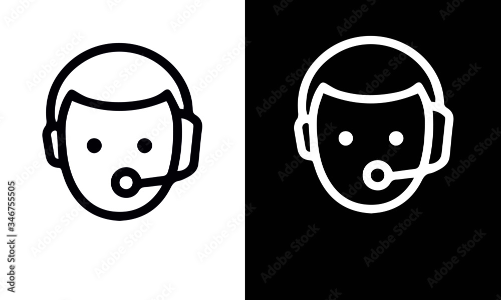 Help and Support Line Icons vector design black and white Help and Support Line Icons vector design black and white