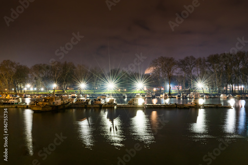 Small port at night  Sava river  Belgrade