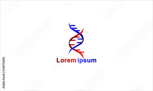colorful dna logo design template vector icon, with red and blue molecular symbol, eps 10