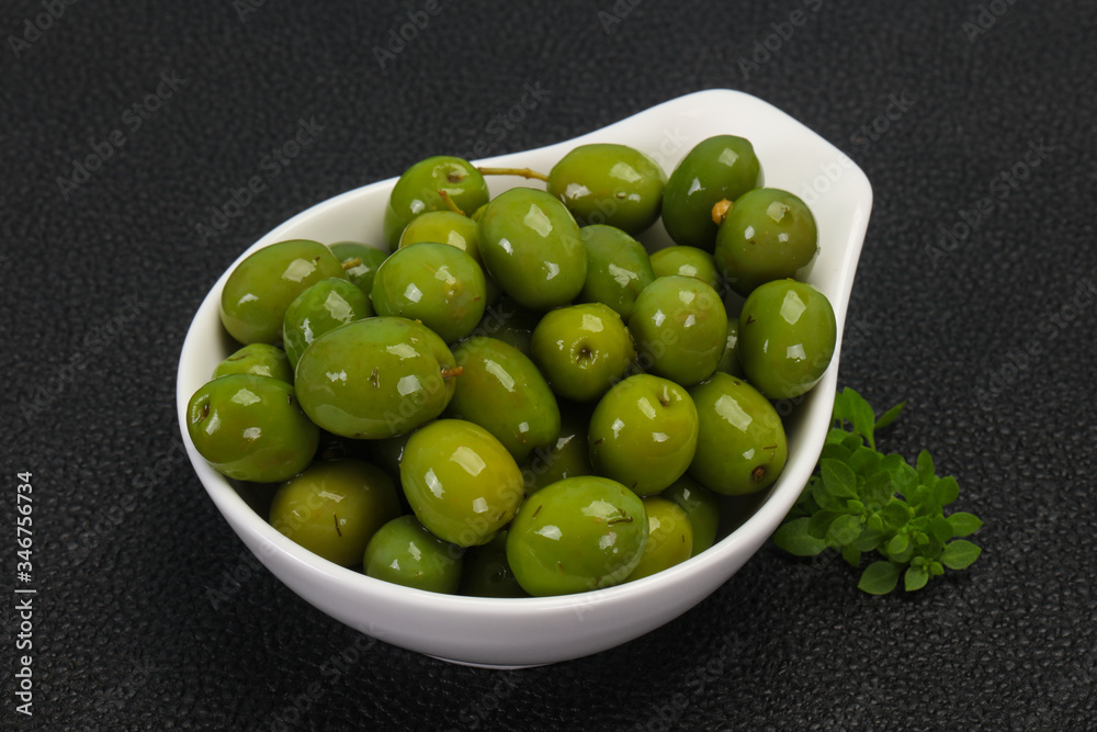 Green Campo Real olives in the bowl Green Campo Real olives in the bowl
