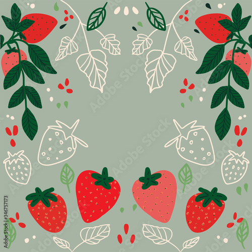 Vector illustration of berries seamless pattern. simple drawn doodle style