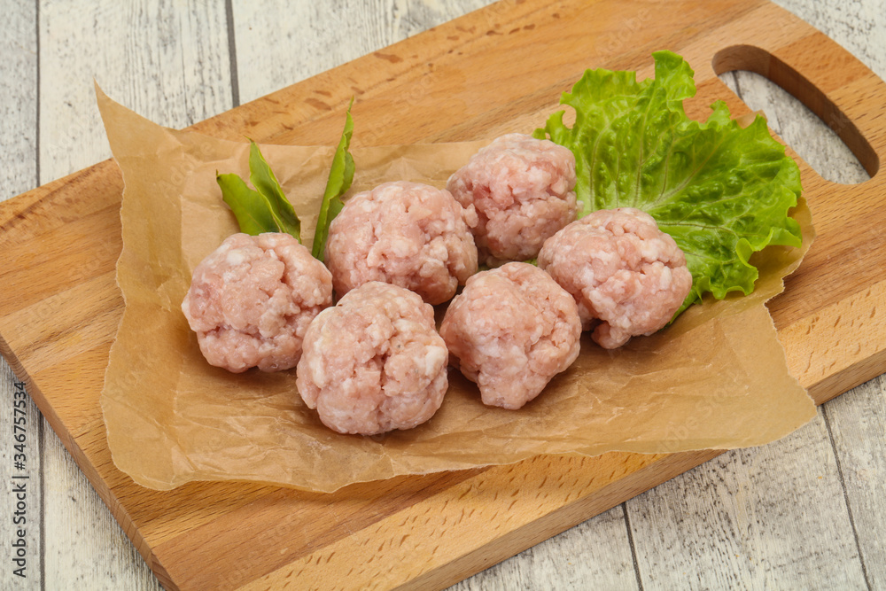 Homemade raw pork minced meatball for cooking Homemade raw pork minced meatball for cooking