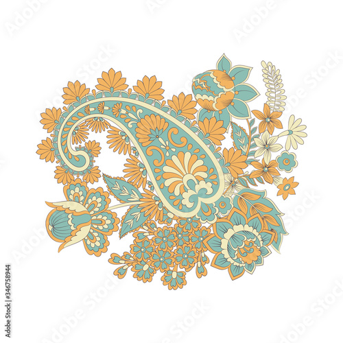 Paisley Damask ornament. Isolated Vector illustration