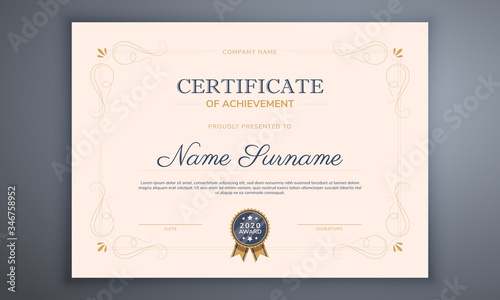 Awesome Classic elegant certificate of achievement template