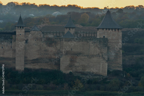 Khotyn Fortress panoramic view in autumn