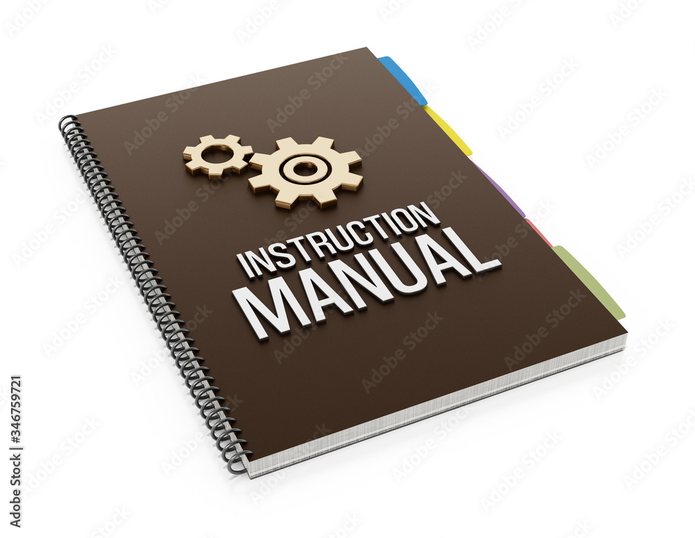 Instruction manual isolated on white background. 3D illustration