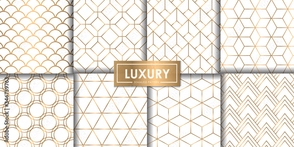 Naklejka Luxury geometric seamless pattern set, Abstract background, Decorative wallpaper.