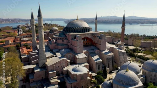 Hagia Sophia Aerial View with Drone from Istanbul.