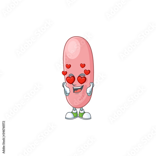 Charming legionella pneunophilla cartoon character with a falling in love face photo