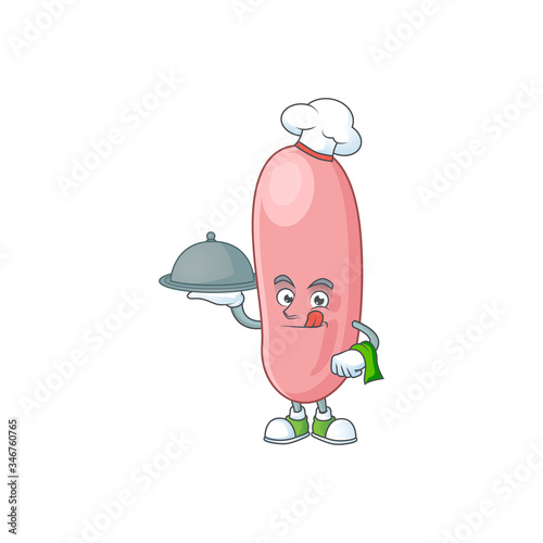 A legionella pneunophilla chef cartoon design with hat and tray photo