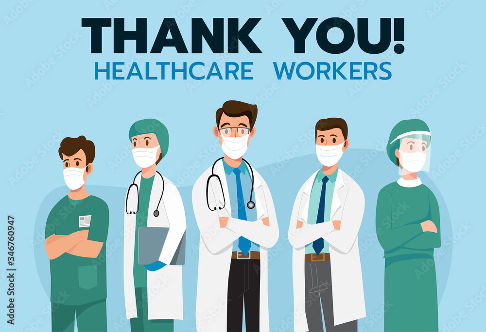 Thank you brave healthcare working for the fight against covid-19 coronavirus infection. Vector illustration Thank you brave healthcare working for the fight against covid-19 coronavirus infection. Vector illustration