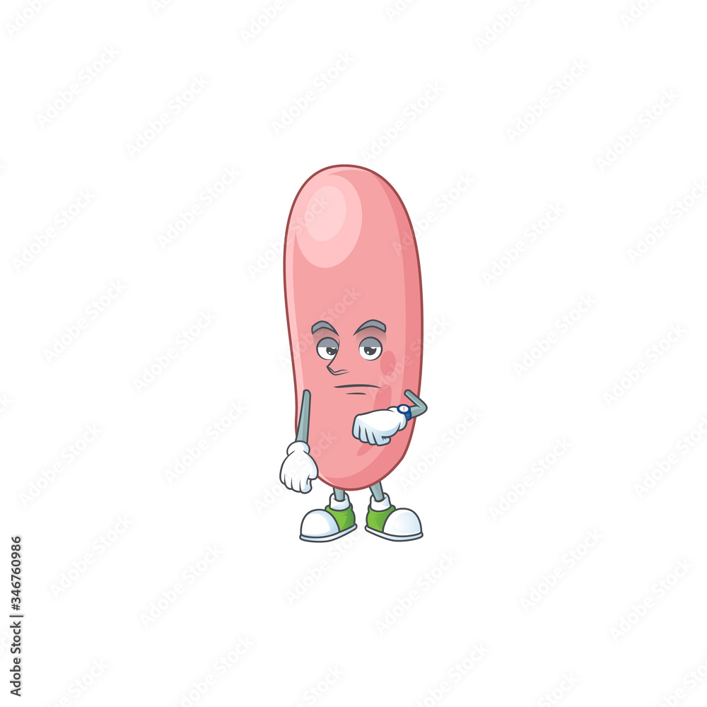 Legionella pneunophilla with waiting gesture cartoon mascot design concept Legionella pneunophilla with waiting gesture cartoon mascot design concept