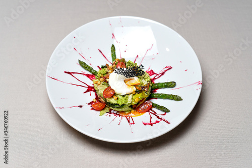 Vegetable Salad with egg and asparagus