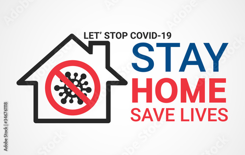 Stay home logo vector, stay home and stay safe from corona virus