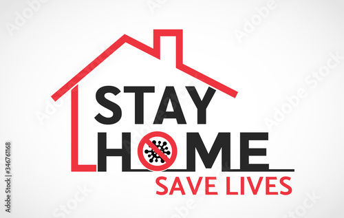 Stay home logo vector, stay home and safe from corona virus